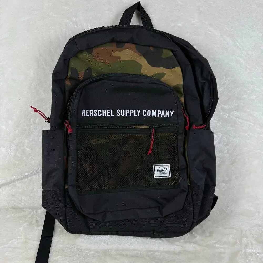 Herschel Supply Co. Kaine Backpack Canvas Woodland Camo Black Laptop Pocket